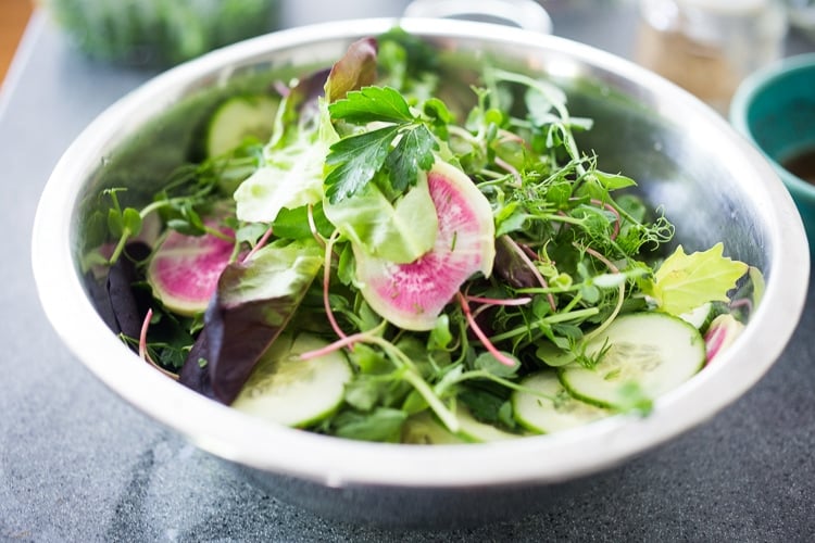 Tangy Herb Salad with Watermelon Radish 