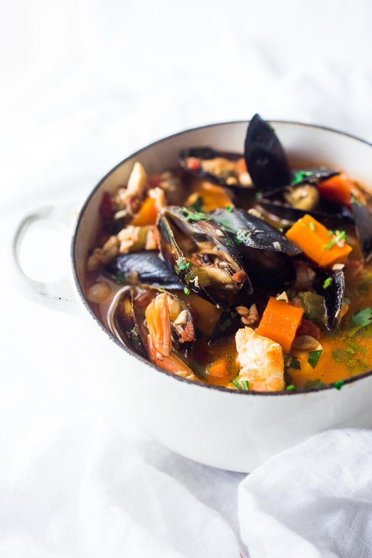 Cioppino Recipe in a pot.