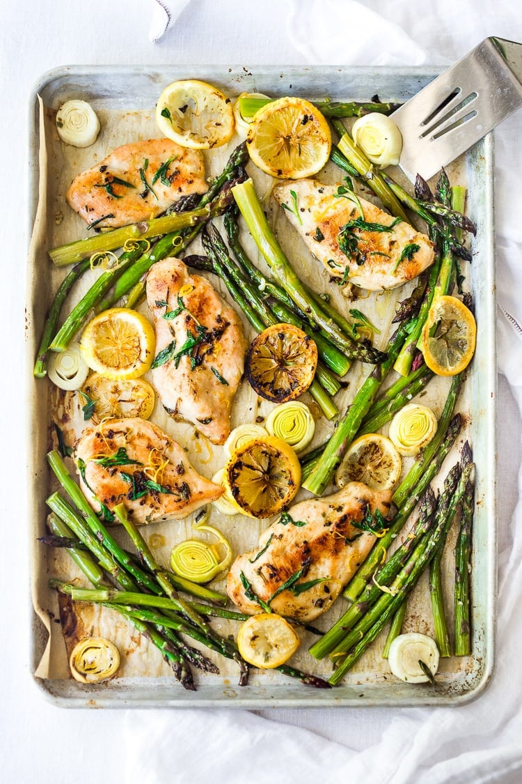 One pan chicken and asparagus with leeks