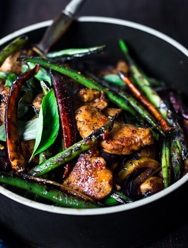 A flavorful recipe for Fiery Burmese Chicken (or tofu) and veggies based on our visit to Burma Superstar Restaurant in SF. Simple and incredibly delicious!