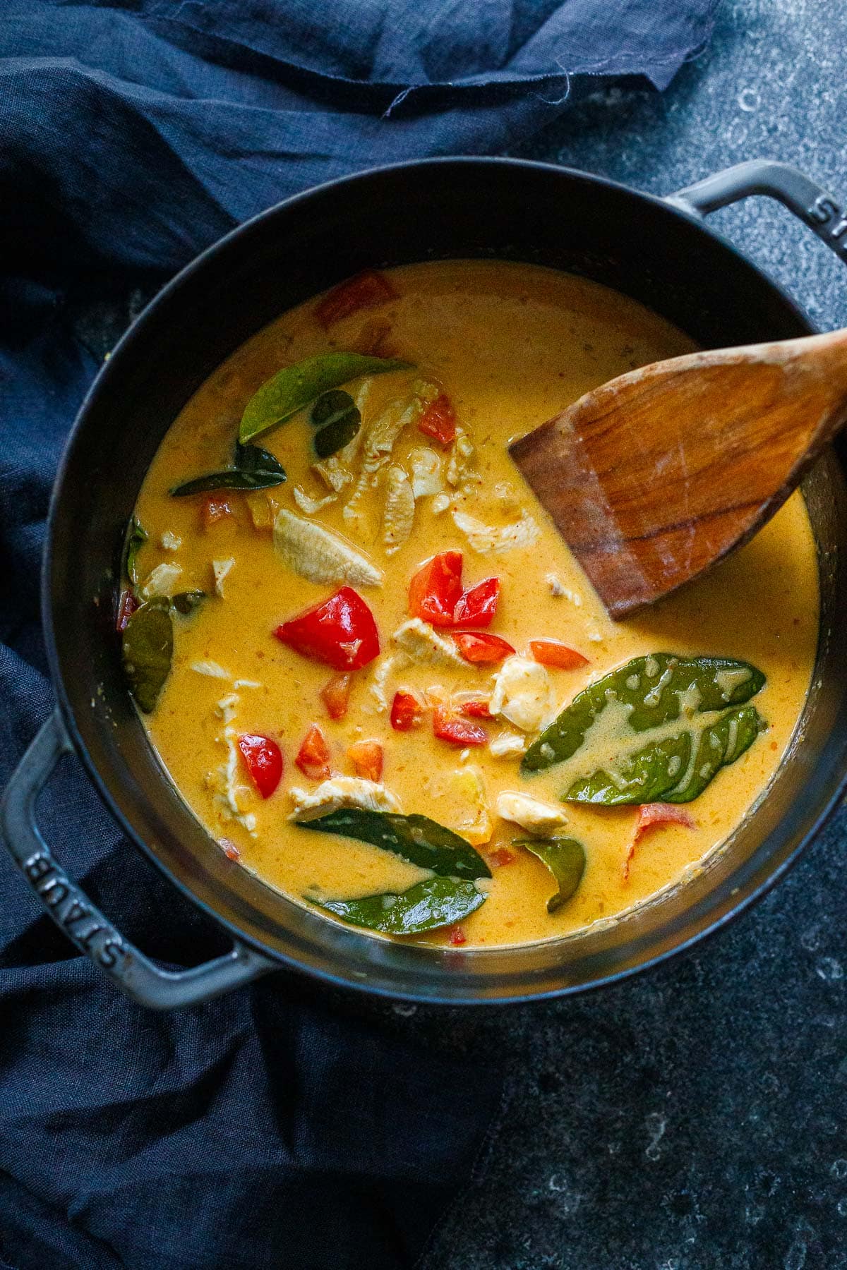 This Thai Red Curry recipe is bursting with authentic Thai flavor and can be made in 30 minutes on the stove or in your Instant Pot!  A quick and easy dinner recipe the whole family will love. Serve it with jasmine rice and save the amazing leftovers for lunch! Vegetarian-adaptable. 