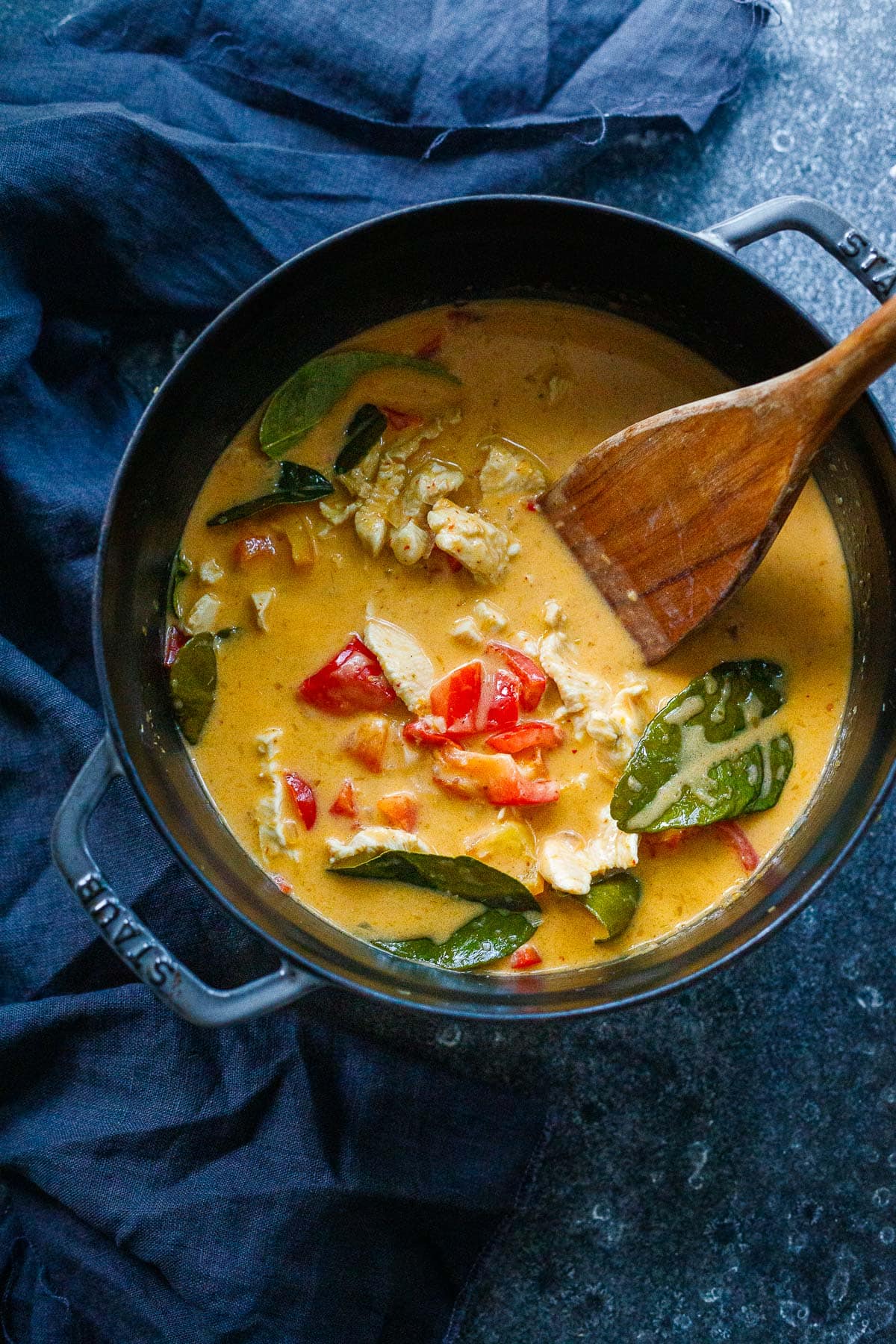 Red curry in a pot 