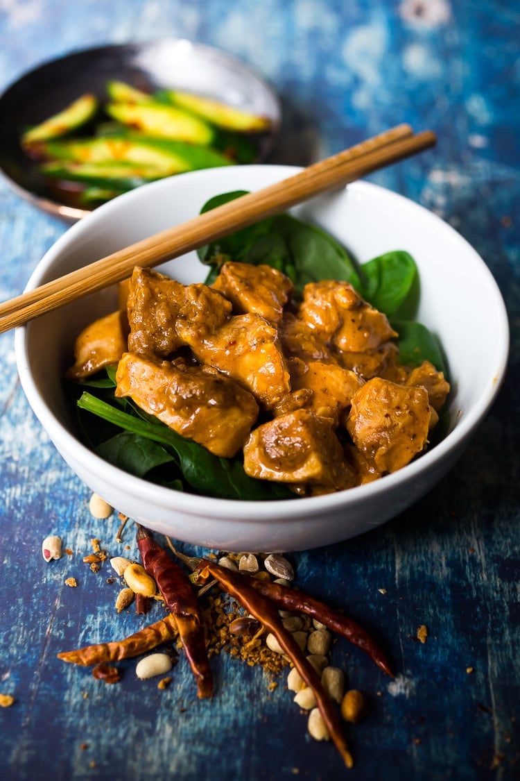 This Balinese-style Peanut Butter Chicken is easy to make in an Instant Pot and can also be made on the stovetop - a simple, delicious meal that can be made in 30 minutes! GF.