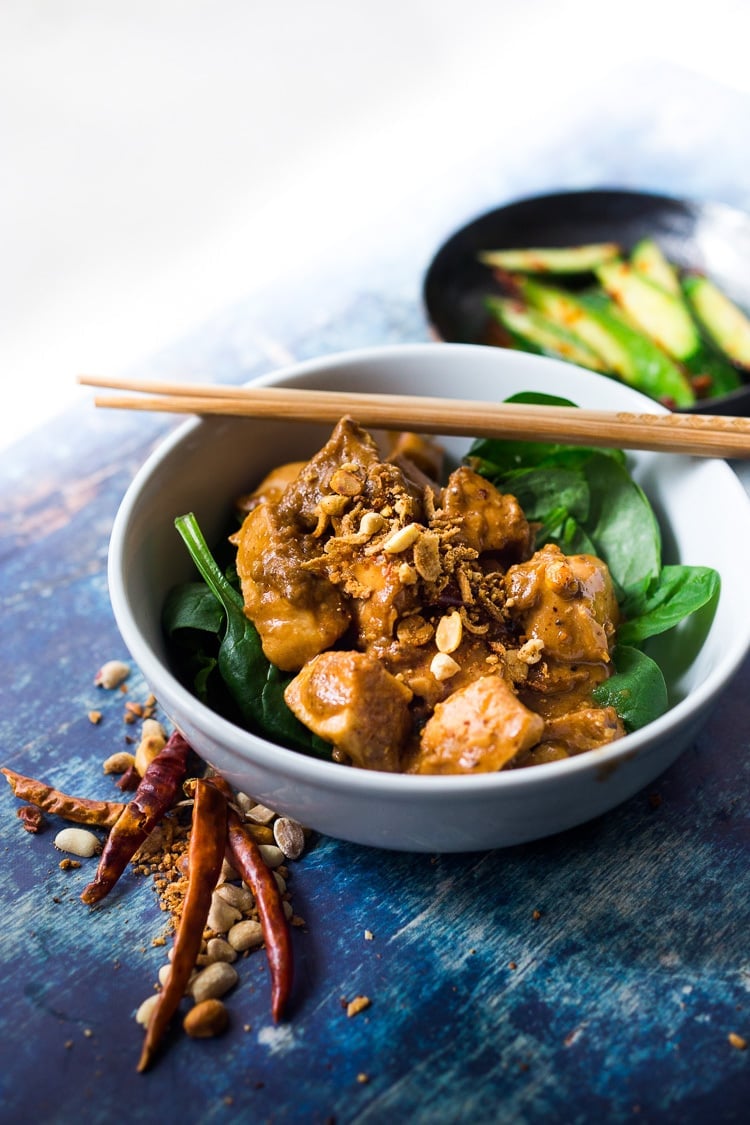 This Balinese-style Peanut Butter Chicken is easy to make in an Instant Pot and can also be made on the stovetop - a simple, delicious meal that can be made in 30 minutes! GF.