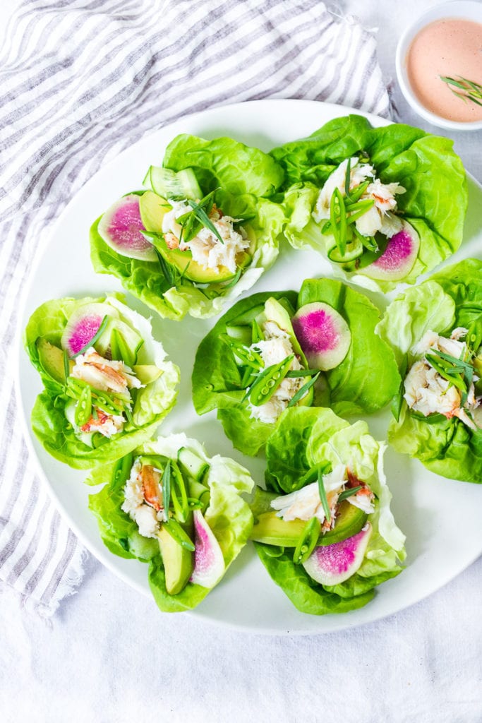 Delicious Valentine's Dinner Ideas: Crab Louie Lettuce Wraps.