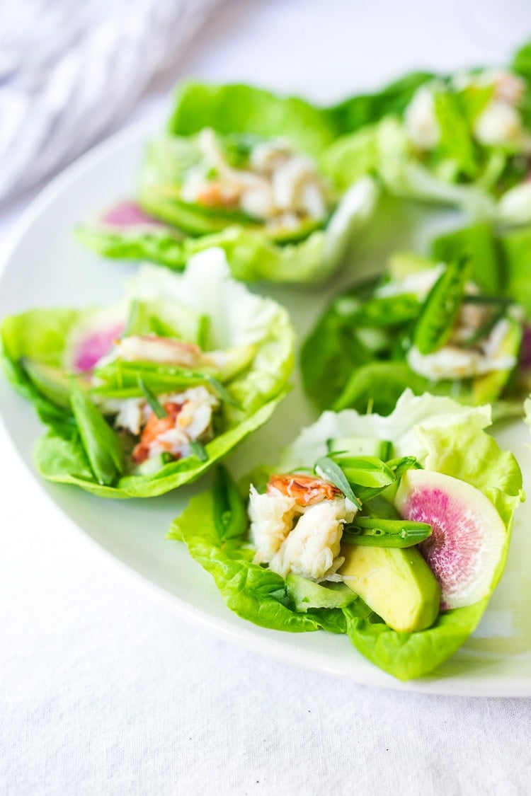 Mini Crab Louie Appetizer - a refreshing and light appetizer that is very simple to make, yet delicious and elegant! Can be made-ahead. Gluten-free, low-carb and dairy-free. #crablouise #crab #appetizer #paleo #low-darb #dairy-free #gluten-free #healthy #healthyappetizer #summer