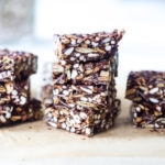 healthy vegan crispy treats made with almond butter and seeds