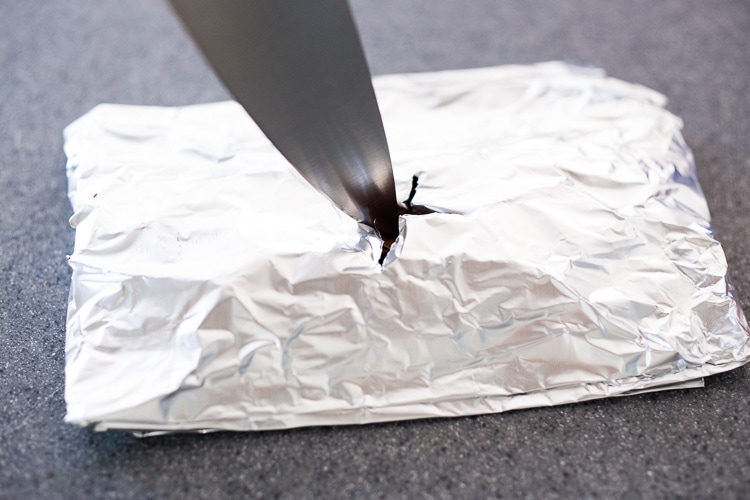 making a foil packet.