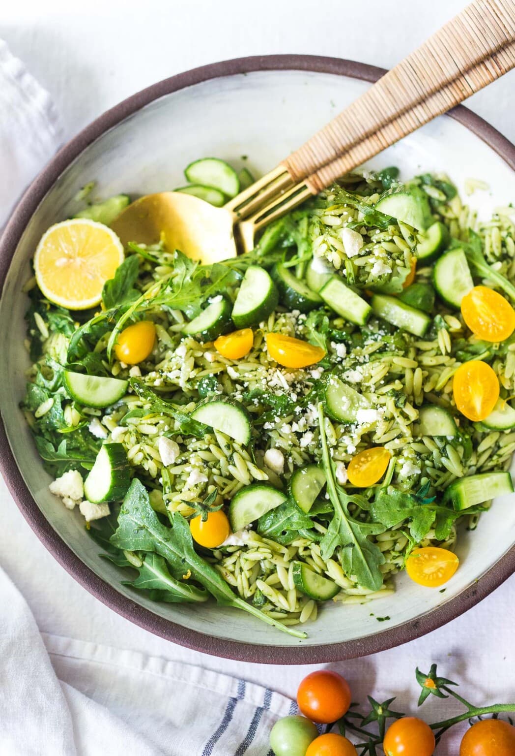 Orzo Pasta Salad with Lemon Basil Dressing Feasting At Home