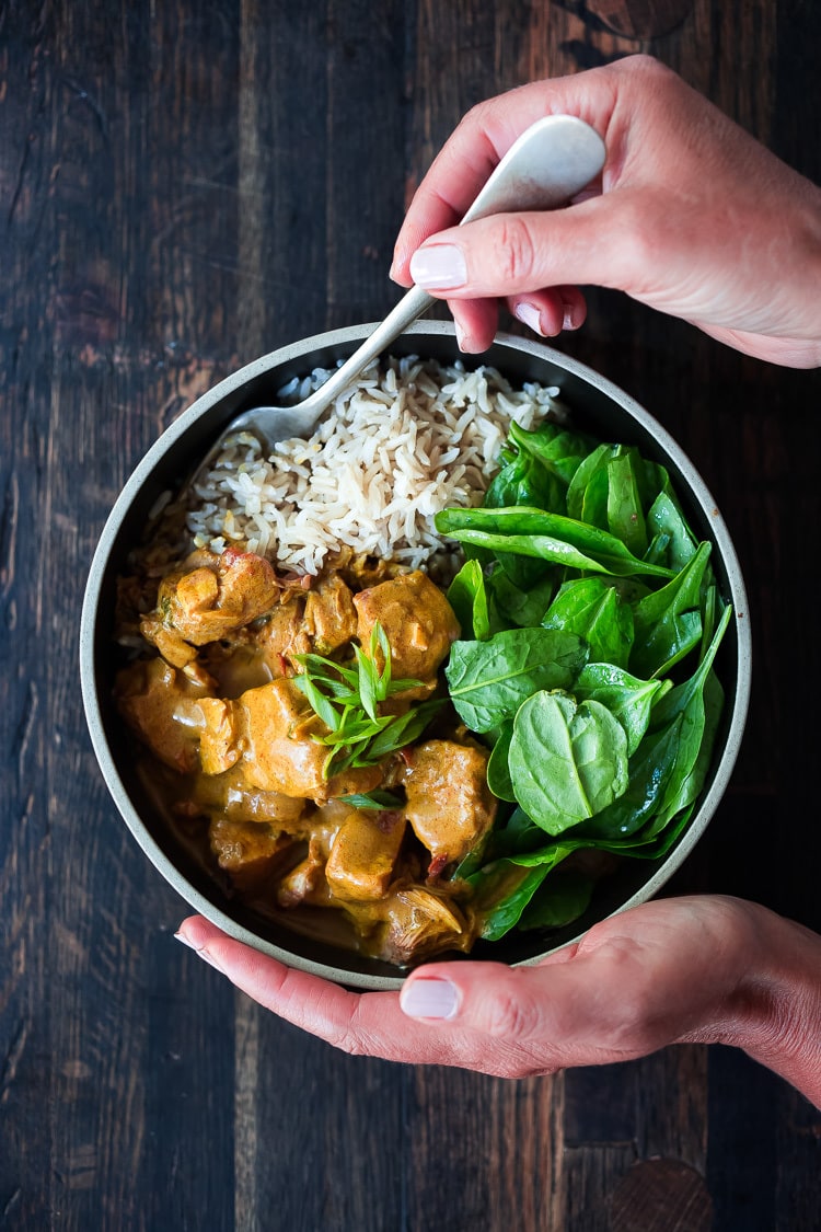 Instant Pot Tikka Masala, made with chicken and coconut milk