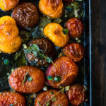 An easy recipe for Roasted Tomato Sauce highlighting juicy, ripe summer tomatoes! A fun, simple way to extend summer's harvest. Can be frozen for winter.