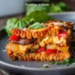 roasted vegetable lasagna on a plate.