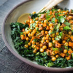 Roasted Moroccan Sweet Potato Salad is bursting with flavor! Healthy, vegan and gluten-free, it is EASY to make! Can be made ahead. #sweetpotato #sweetpotatosalad #roastedsweetpotatosalad #roastedsweetpotatosalad #moroccansalad #moroccansweetpotato #vegansalad #potlucksalad #nomayo #healthysalad