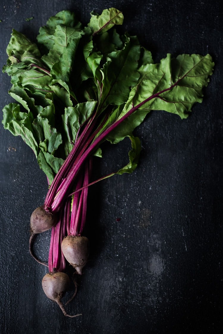 Beet and Farro Salad | A simple fall-inspired recipe for Farro Salad with Beets and their tops!  This healthy, vegan adaptable salad can be made ahead for midweek meals and can be served warm or chilled. #beetsalad #fallsalad #vegansalad #farrosalad #farro #beets