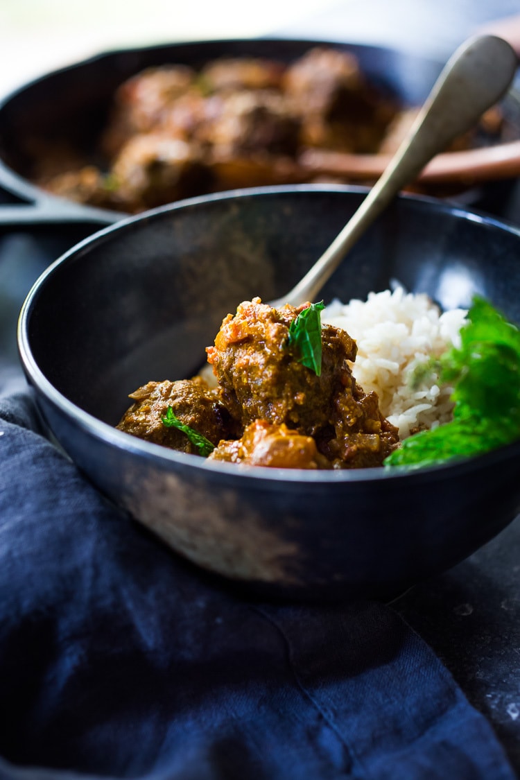 Lamb Meatballs with Indian Curry Sauce- a simple easy dinner that is full of flavor! Gluten-free, keto and Paleo! #lambmeatballs #lamb #meatballs #lambrecipes #keto #paleo #gluten-free #dinnerrecipes #indianrecipes #tikkamasala #currysauce #curry 