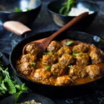 Lamb Meatballs with Indian Curry Sauce- a simple easy dinner that is full of flavor! Gluten-free, keto and Paleo! #lambmeatballs #lamb #meatballs #lambrecipes #keto #paleo #gluten-free #dinnerrecipes #indianrecipes #tikkamasala #currysauce #curry