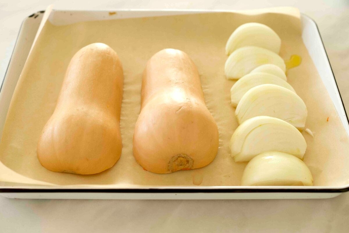 butternut on a sheet pan.