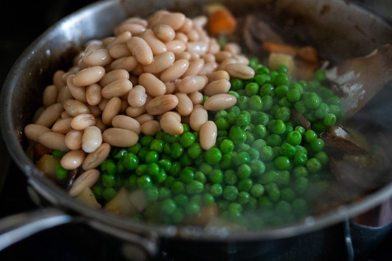 add beans and peas