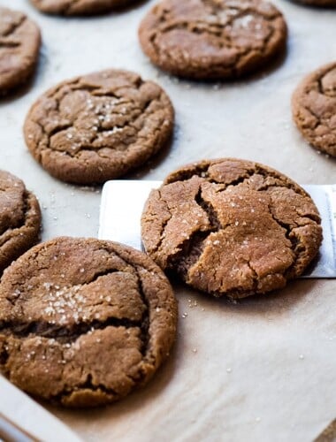 Spicy Chai Molasses Cookies are soft and chewy on the inside with deliciously crispy edges. Seasoned with chia spices, these take old fashioned Molasses Cookies to another level.