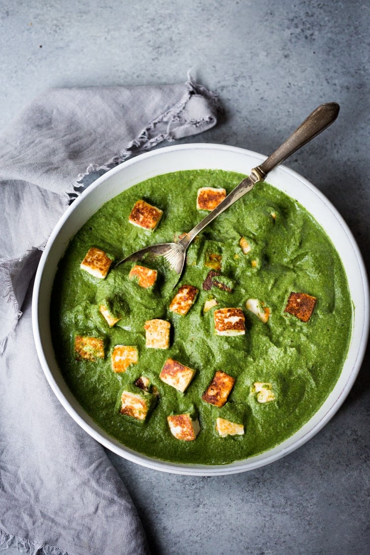 35 Mouthwatering Indian Recipes | Palak Paneer - Pan-seared Paneer is bathed in a smooth and luscious spinach sauce infused with Indian spices. An easy authentic recipe, perfect for weeknight dinners. (Aka Saag Paneer! ) 