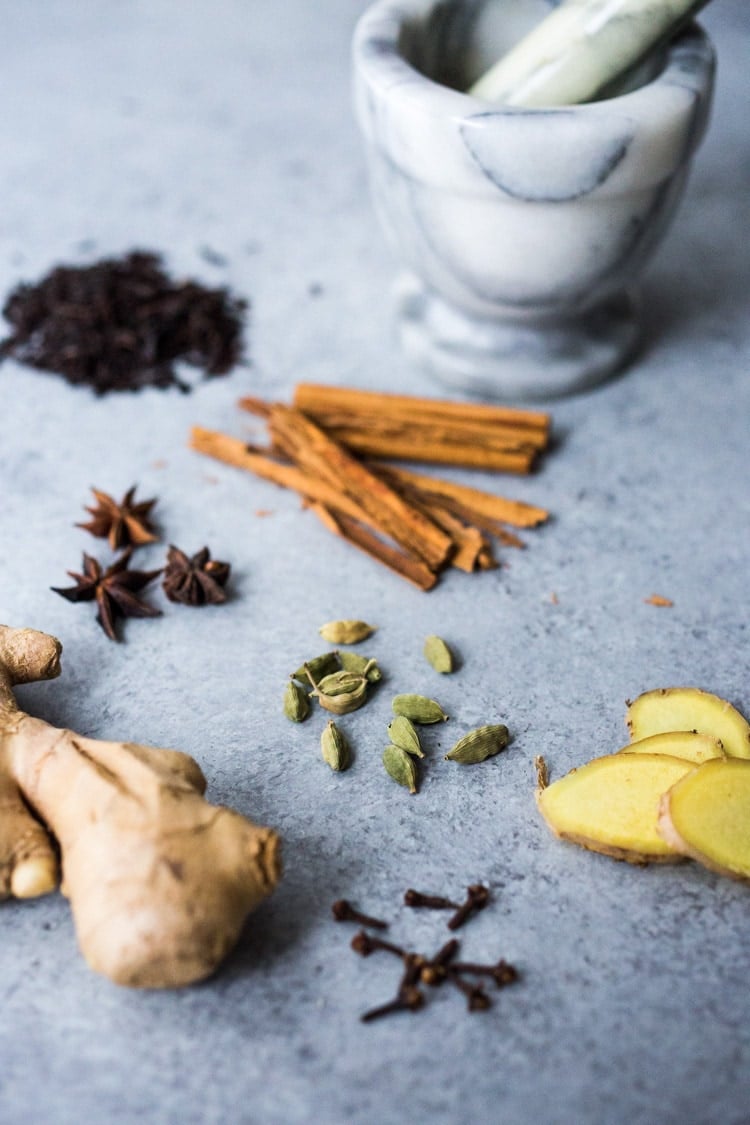 whole spices in masala chai 