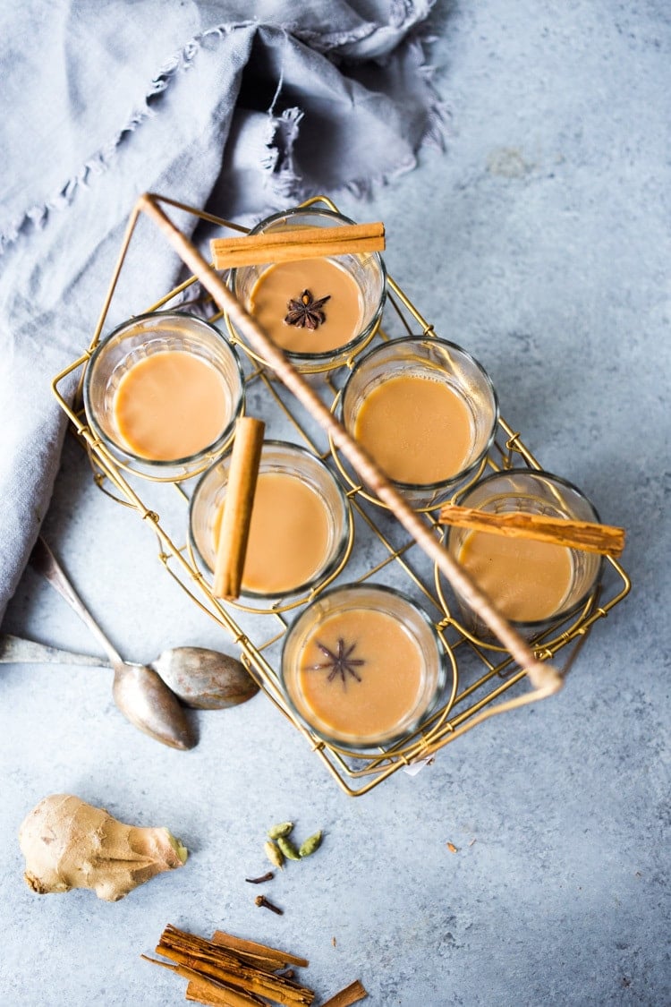 Masala Chai in traditional chai glasses 