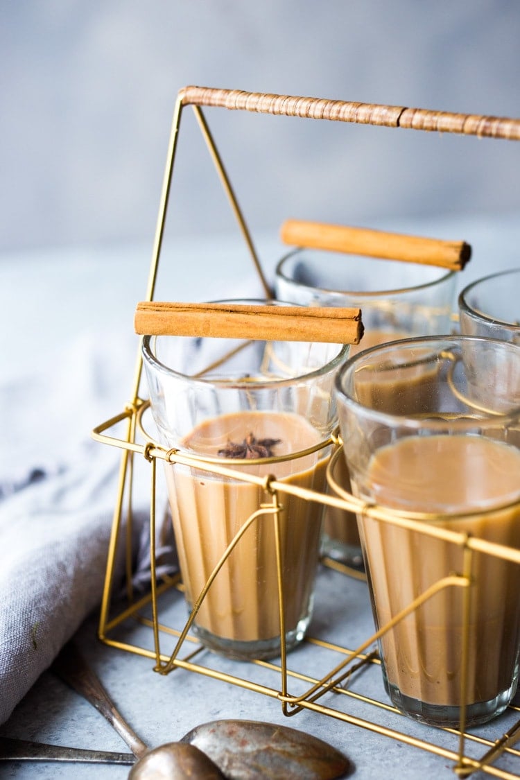 Authentic Masala Chai in Traditional Chai Glasses 