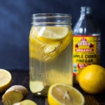 How to make a switchel- a healthy, energizing, probiotic drink made with apple cider vinegar (with the "mother" in it), lemon, ginger, honey or maple syrup- that builds healthy bacteria in the gut, lowers cholesterol, helps sheds weight, boosts immunity, aids with digestion and regularity and increases energy and vitality!  #switchel #switzel #probiotics #guthealth #healthydrinks #healthygut #healthybacteria #detox #cleaneating #eatclean #applecidervinegar #drink #water #ginger