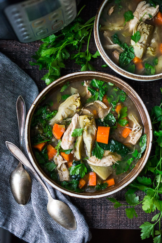 Instant Pot Chicken Artichoke Soup with Wild Rice Feasting At Home