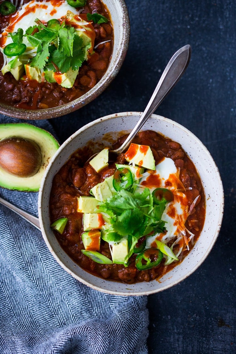 Instant Pot Beef Chili with Dry Beans. A simple easy recipe that can be made with no fuss in an Instant Pot. #chili #instantpot #instantpotchili #chilirecipe #easychili 