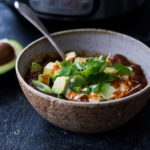 Instant Pot Chili with Dry Beans. A simple easy recipe that can be made with no fuss in an Instant Pot. Vegan adaptable! #chili #instantpot #drybeans #instantpotchili #chilirecipe #easychili