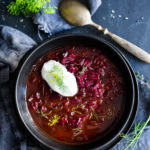 A simple delicious recipe for Borscht- a healthy, vegan, beet and cabbage soup that can be made in an Instant Pot or on the stove top. Warming and nourishing, Borscht is full of flavor and nutrients! #borscht #beetborscht #beetsoup #cabbagesoup #vegansoup #beets #cleaneating #plantbased #eatclean #vegan #vegetarian #instantpot #instapot