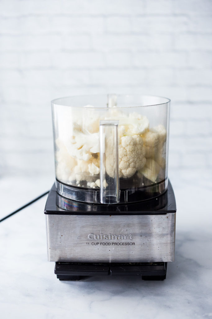 cauliflower florets in food processor.