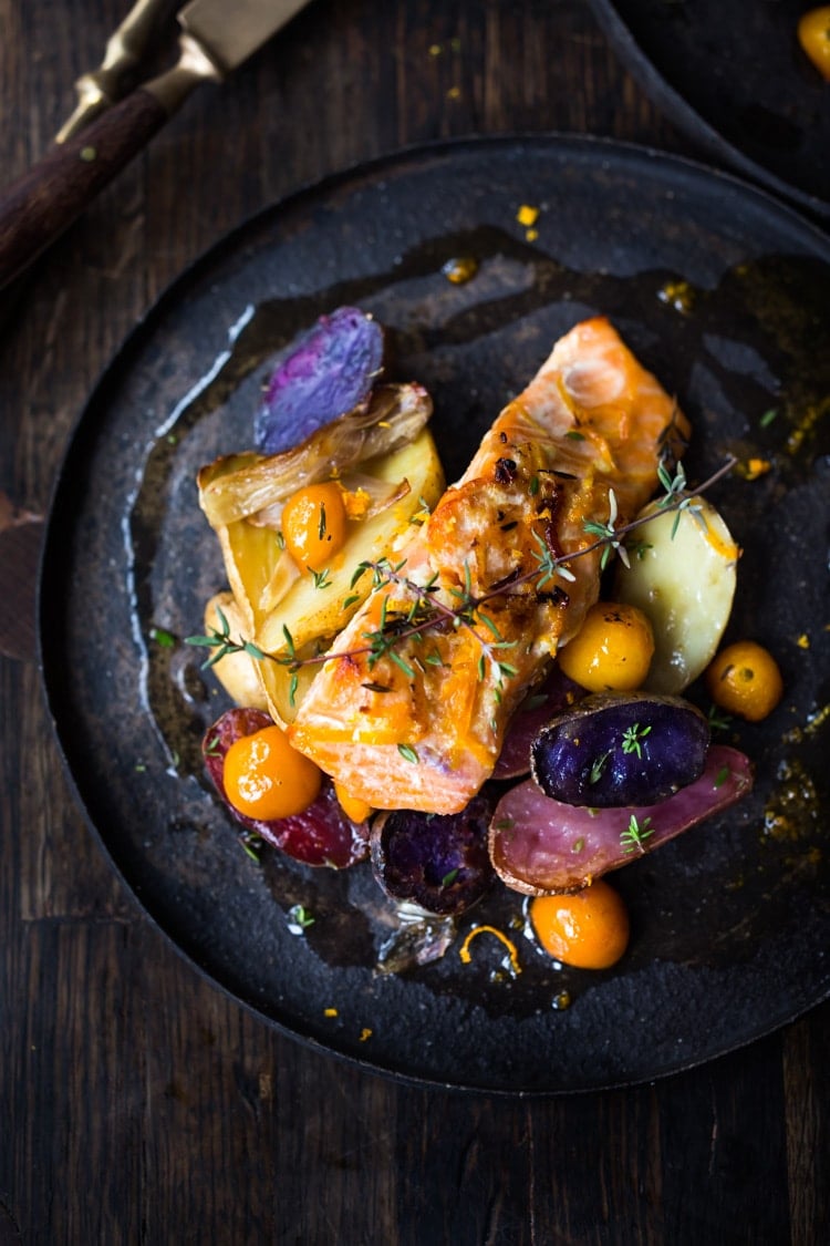 Citrus Baked Salmon with Fingerlings Feasting At Home