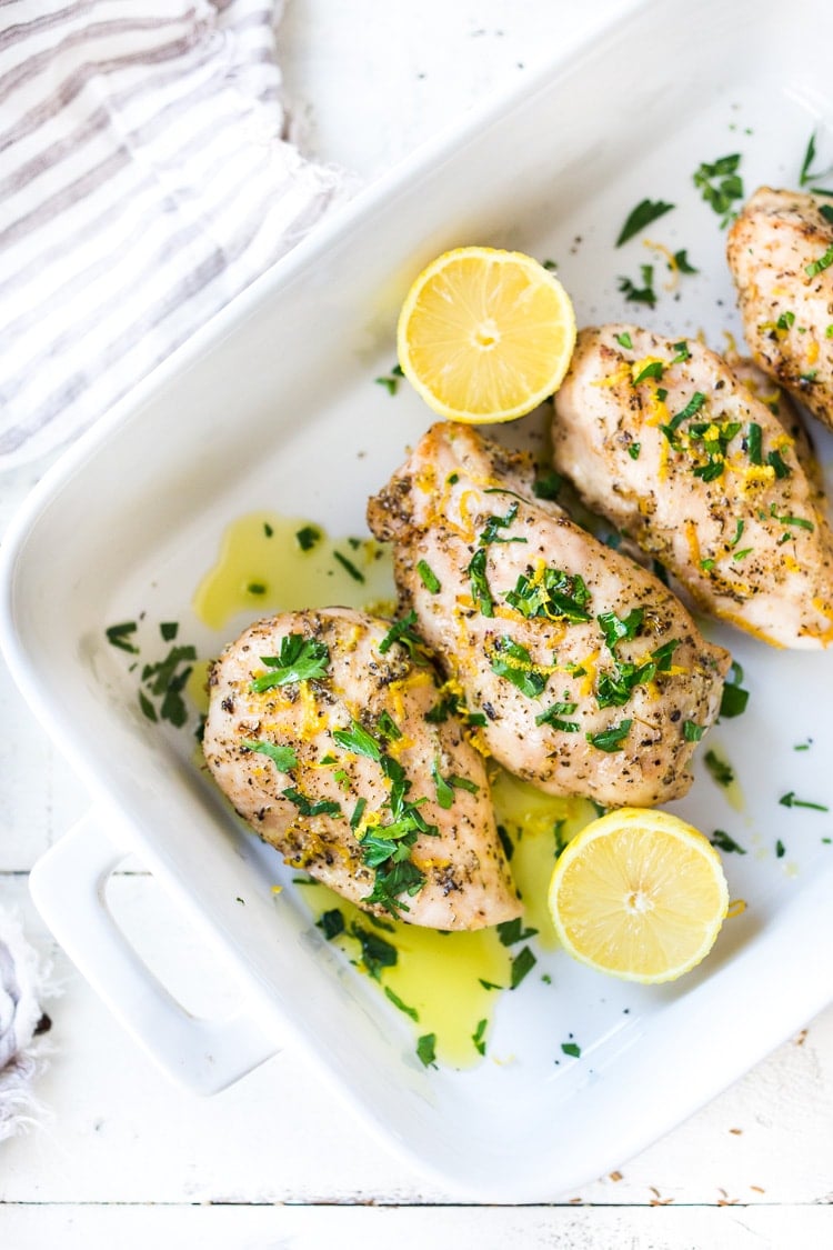 Baked Chicken Breasts- the formula for the easiest, best, fastest, most flavorful, juiciest chicken breast every single time!  Healthy and easy, this takes just 10 minutes of hands on time! #chickenbreast #bakedchicken #easychicken #chickenrecipes #roastedchicken #chickenmarinade, #healthychicken