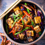 Szechuan Tofu and Veggies! A flavorful vegan stir-fry with crispy tofu, szechuan sauce and loaded up with healthy vegetables! Quick, easy and flavorful!!! #vegan #szechuan #szechwan #szechuansauce #tofu #stirfry #stir-fry