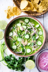 How to make authentic Mexican Aguachile! Similar to ceviche, shrimp is cooked in a mixture of lime juice, chiles and cilantro. Flavorful, simple and sooooo delicious! #aguachile #shrimp #verde #ceviche #Mexican