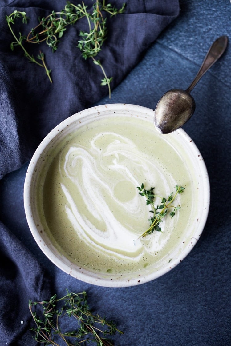 Artichoke Soup! A simple delicious recipe using fresh or frozen artichoke hearts that can be made vegan or made creamy! Keto friendly! #feastingathome #artichokes #artichoke #artichokesoup #vegan #keto 