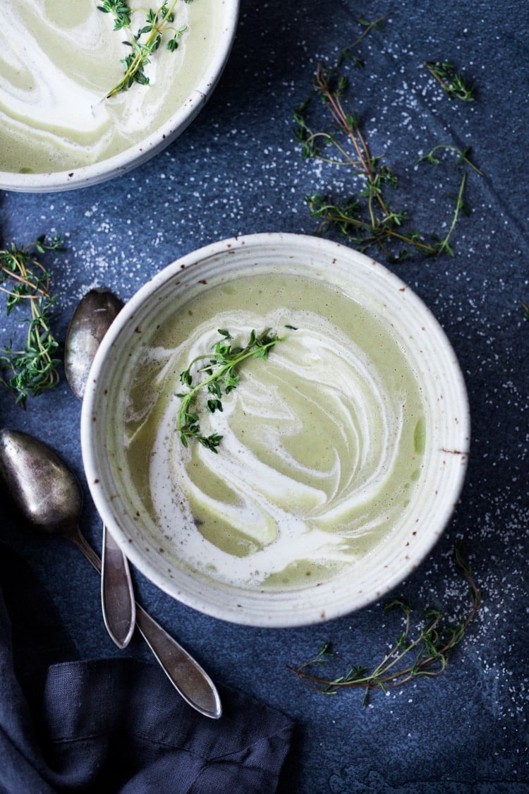 Artichoke Soup! A simple delicious recipe using fresh or frozen artichoke hearts that can be made vegan or made creamy! Keto friendly! #feastingathome #artichokes #artichoke #artichokesoup #vegan #keto 
