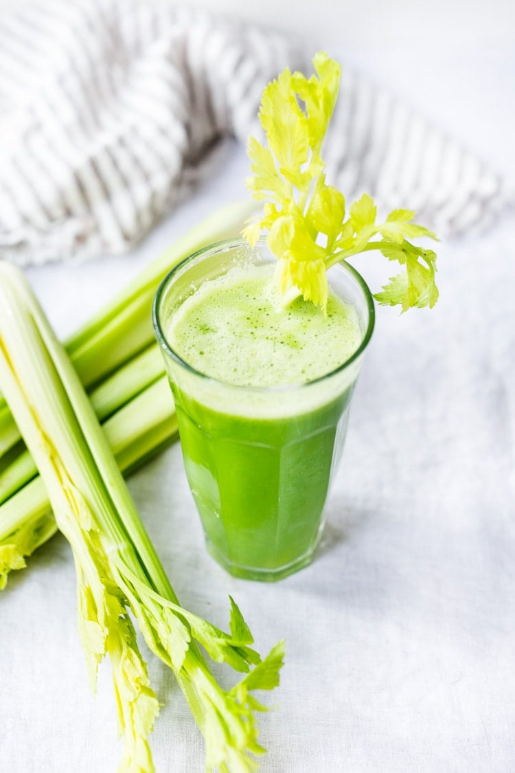 Celery Juice in a tall glass.