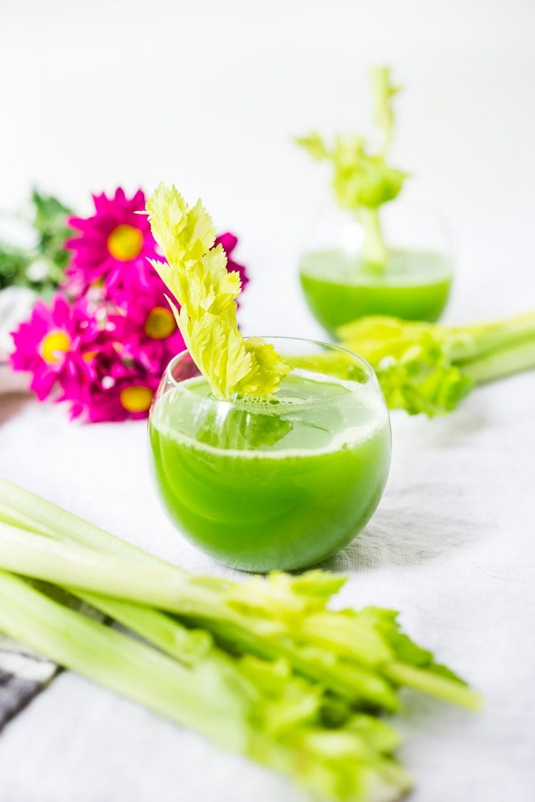 Celery juice in a glass