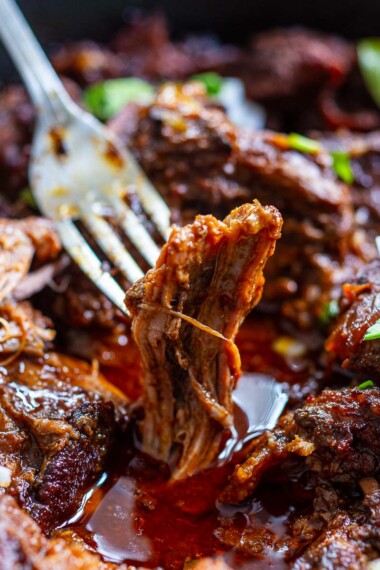 This simple, delicious Barbacoa recipe hails from the Oaxacan region of Mexico, resulting in the most flavorful, tender, fall-off-the-bone meat. Slow roast it in your oven or use a slow cooker. Perfect in tacos or burritos.