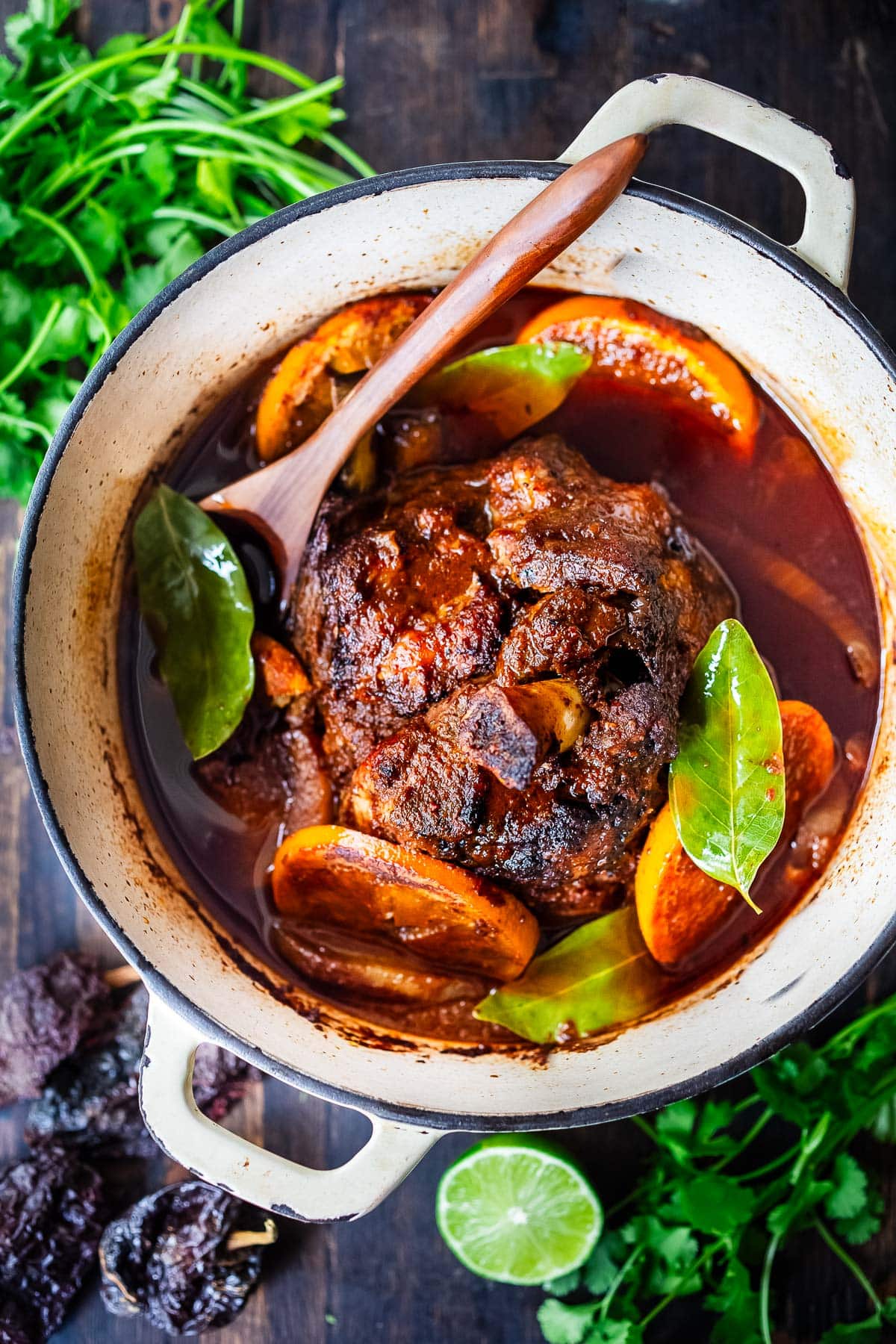This simple, delicious Barbacoa recipe hails from the Oaxacan region of Mexico, resulting in the most flavorful,  tender, fall-off-the-bone meat. Slow roast it in your oven or use a slow cooker. Perfect in tacos or burritos. 