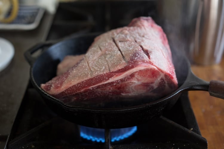 searing the meat.