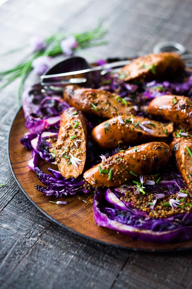 Grilled Cabbage with Andouille Sausage (Vegan adaptable and keto!) a fast and EASY dinner recipe that can be made in 30 minutes! #grill #keto #grilledcabbage #cabbagesteaks #cabbage #vegangrill #grilling #andouillesausage 