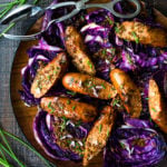 Grilled Cabbage with Andouille Sausage (Vegan adaptable and keto!) a fast and EASY dinner recipe that can be made in 30 minutes! #grill #keto #grilledcabbage #cabbagesteaks #cabbage #vegangrill #grilling #andouillesausage