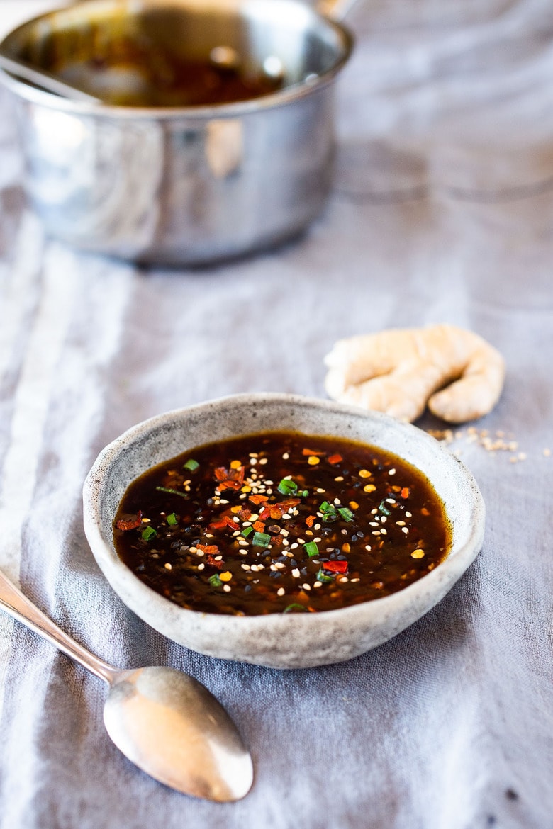 A healthy easy recipe for Homemade Teriyaki Sauce that can be vegan and gluten-free. Use this as a marinade or dipping sauce. 