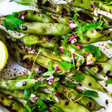 Grilled Fava Beans with Mint, Lemon Zest and Sumac