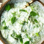 EPIC Tzatziki Sauce! - How to make the BEST tzatziki sauce - a healthy, delicious Greek cucumber-yogurt sauce to use in mezze platters, wraps, gyros, or as a simple dip for pita, or as a delicious side to Mediterranean dishes. This EASY authentic recipe can be made in 15 minutes! #tzatziki #tzatzikirecipe #tzatzikisauce #easy #cucumbersalad