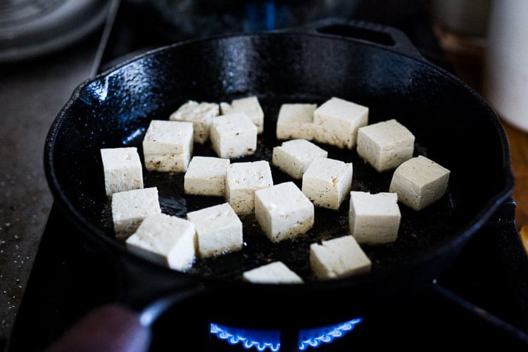 crispy tofu on the stovetop